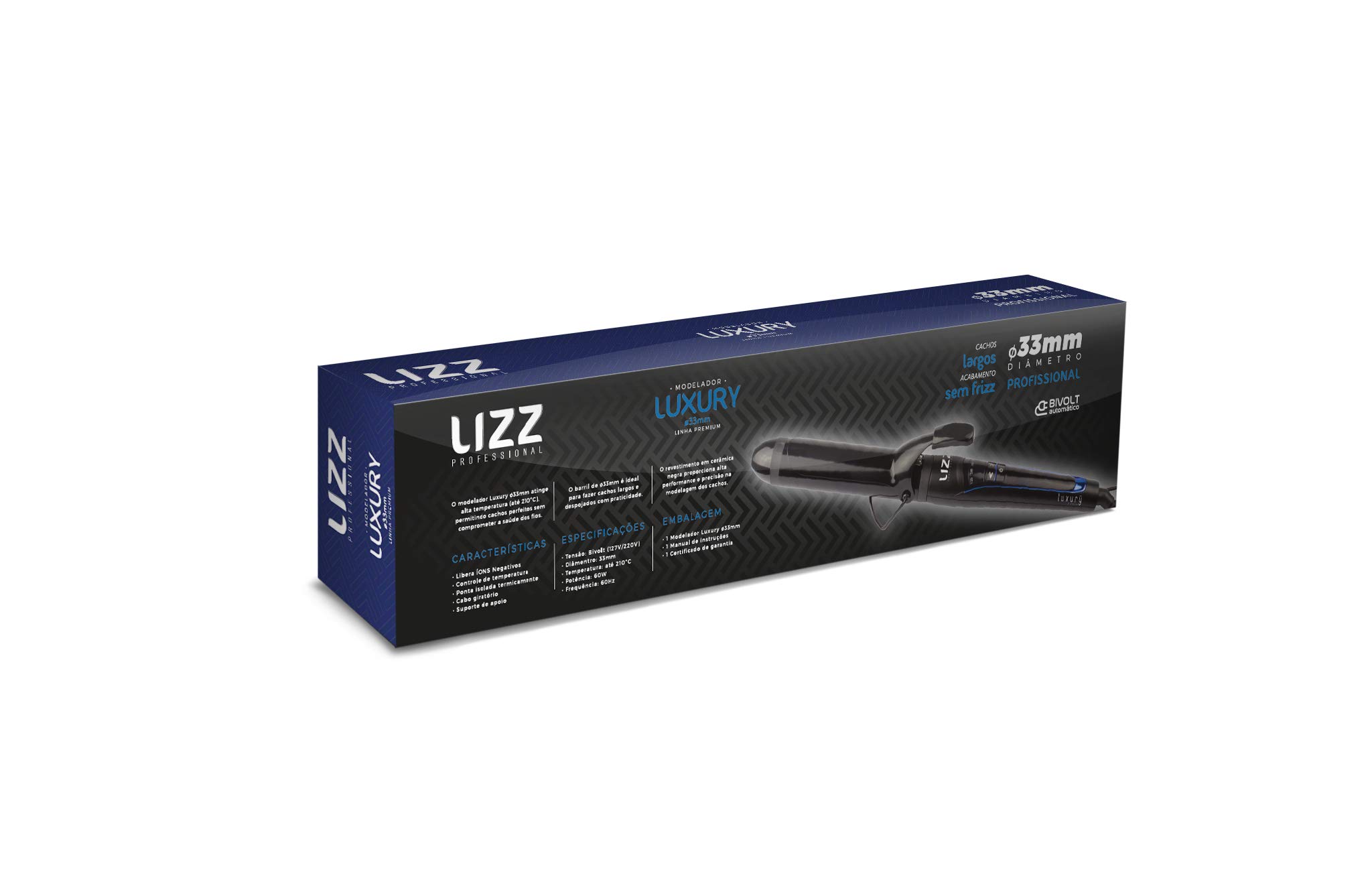 Lizz Professional Modelador De Cabelo Luxury 33 Mm Preto Bivolt